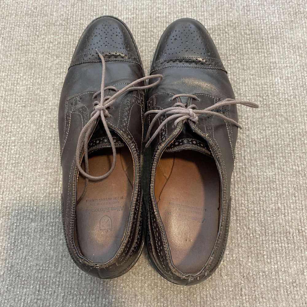 Allen Edmonds Shoes Mens Size 9 D Brown Leather Cap Toe Brogue Dress Oxfords - Picture 7 of 12